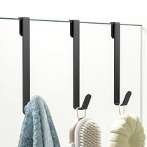 Ganchos para porta de box Chinpakden, 3 unidades, preto, para box sem moldura Ganchos para porta de box Chinpakden, 3 unidades, preto, para box sem moldura