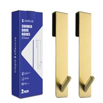 Ganchos para portas de chuveiro Simtive Extended 18 cm, pacote com 2 unidades em aço inoxidável dourado