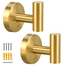 Ganchos para Toalha Mdvora, kit com 2, dourado escovado, aço SUS304