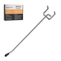 Ganchos Pegboard, pacote com 50, prateleira de placa de metal de 15 cm