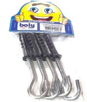 Ganchos Zincados + Buchas Com Anel 8mm Kit 4 Pçs - Boly Ref. 32