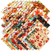 Ganeen 100 Peças de Tecido para Patchwork 25x25 cm Tema de Ação de Graças