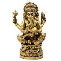 Ganesh Da Sabedoria Com Livro Dourado 17 Cm Em Resina