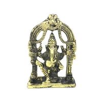 Ganesh No Portal 7 Cm Em Metal Dourado - Prosperidade