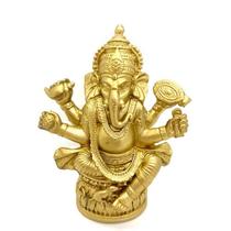 Ganesha 13 cm base redonda resina dourado