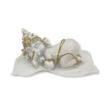 Ganesha Baby Deitado Branco Em Resina 12 Cm