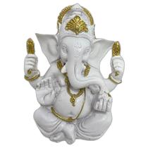 Ganesha Baby Meditando Branco Em Resina 10 Cm - Bialluz Presentes