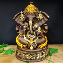 Ganesha com base envelhecido com amarelo 30cm Ganesha com base envelhecido com amarelo 30cm