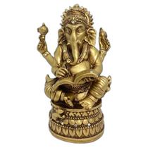 Ganesha Livro Sabedoria Dourado Em Resina 17 Cm Ganesha Livro Sabedoria Dourado Em Resina 17 Cm