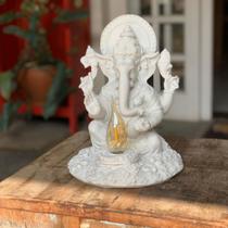 Ganesha Luminária 27cm - Fortuna Prosperidade - Marmorite