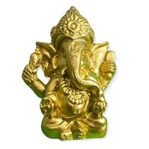 Ganesha Meditando Sentado Dourado em Resina 5 cm