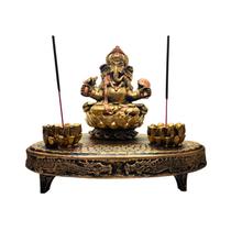Ganesha Na Flor De Lótus Com Aparador Altar Esotérico Resina