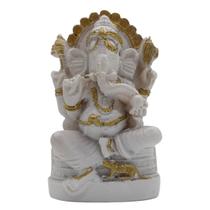 Ganesha no Trono 8cm - Branco - Divine Moda Indiana