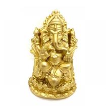 Ganesha Trono Dourado Em Resina 12 Cm