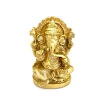 Ganesha Trono Dourado Em Resina 8 Cm