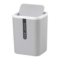 Garbagebox Home Office Fornece Sundries Barrel Box Tabletop Plástico Pequeno Lixo com Cesta de Lixo De Tampa - Cinza Claro