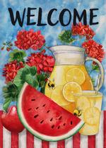 Garden Flag Furiaz Welcome Summer, melancia, suco de limão