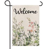 Garden Flag Texupday dá as boas-vindas à planta de folhas verdes de eucalipto