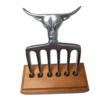 Garfo 6 Dentes Para Churrasco Alumínio Polido + Madeira