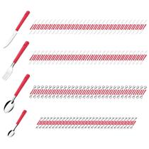 Garfo Colher Faca Colher Chá Inox Vermelho Luna 240 Peças Garfo Colher Faca Colher Chá Inox Vermelho Luna 240 Peças