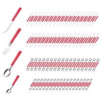 Garfo Colher Faca Colher Chá Inox Vermelho Luna 96 Peças Garfo Colher Faca Colher Chá Inox Vermelho Luna 96 Peças