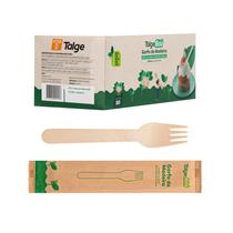 Garfo De Madeira Descartável Embalado Individualmente Com 50 Unidades - TALGE Garfo De Madeira Descartável Embalado Individualmente Com 50 Unidades - TALGE