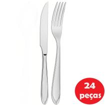 Garfo de Mesa e Faca para Churrasco Tramontina Laguna em Aço Inox 24 Peças