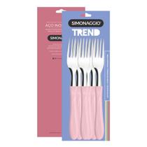 Garfo de Mesa Simonaggio Aço Inox Rosa Blister 6 Peças