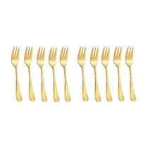 Garfo de Sobremesa Bolo Dourado Talheres Inox Buffet 10un Garfo de Sobremesa Bolo Dourado Talheres Inox Buffet 10un