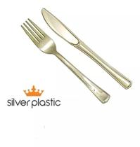 Garfo descartável linha gold premium - Silver plastic
