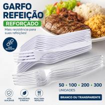 Garfo Descartável Reforçado Refeição Plástico Churrasco Delivery Branco Transparente 50 100 200 300 Garfo Descartável Reforçado Refeição Plástico Churrasco Delivery Branco Transparente 50 100 200 300
