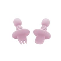 Garfo e Colher Infantil Silicone Resistente Rosa Clingo Garfo e Colher Infantil Silicone Resistente Rosa Clingo