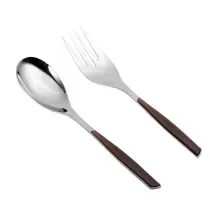 Garfo e Colher Salada 2 Peças Grande Tabaco Talheres Cozinha Glamour Servir Bugatti