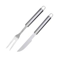 Garfo e Faca Cabo Longo Kit Churrasco Carne Inox 2un Garfo e Faca Cabo Longo Kit Churrasco Carne Inox 2un