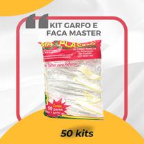 Garfo e faca super reforçado com 50 kits em sache plastico