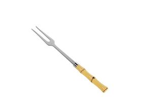 Garfo Espeto p/Churrasco de Aço Inox c/Cabo Plástico Bambu