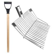Garfo forcado grande em aço galvanizado 20 dentes com cabo Garfo forcado grande em aço galvanizado 20 dentes com cabo