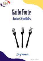 Garfo Forte Preto c/20 unid. - Strawplast - refeição, talher, festa, comemoração, churrasco (6218)