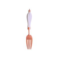 Garfo p/ Servir Inox Rose Gold com Cabo Cerâmica - 28cm - nataluz