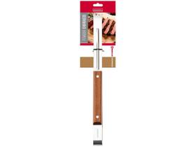 Garfo Pegador Pinça Churrasco 33CM Cabo de Madeira Inox Etilux