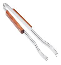 Garfo Pegador Pinça Churrasco 38CM Cabo de Madeira Inox Etilux