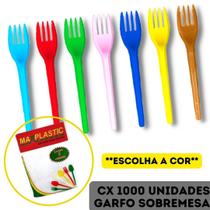 Garfo Plástico Descartável Sobremesa Slim Tropical Maxplastic - 12cm - 1000 Unidades (CX20x50)