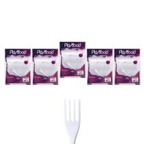 Garfo Sobremesa Biodegradável Branco Pacote Com 50 Kit 5