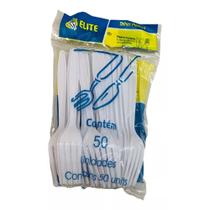 Garfo Talher Refeição Descartável Resistente Branco 18cm 200un