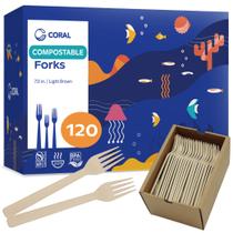 Garfos compostáveis CORAL Light Brown 120 Heavy Duty 17,78 cm