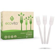 Garfos compostáveis Ecovita 140 Utensílios grandes com bandeja de 18 cm Garfos compostáveis Ecovita 140 Utensílios grandes com bandeja de 18 cm