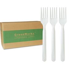 Garfos compostáveis GreenWorks 1000 unidades, pesados, 7 polegadas