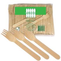 Garfos de madeira descartáveis Perfect Stix Green Fork 15,8-25 cm, pacote com 250