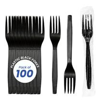 Garfos de plástico Concession Essentials Heavy Weight Black 7,25 polegadas 100 ct