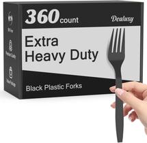 Garfos de plástico Dealusy 360 Count Extra Heavy Duty Black Garfos de plástico Dealusy 360 Count Extra Heavy Duty Black
